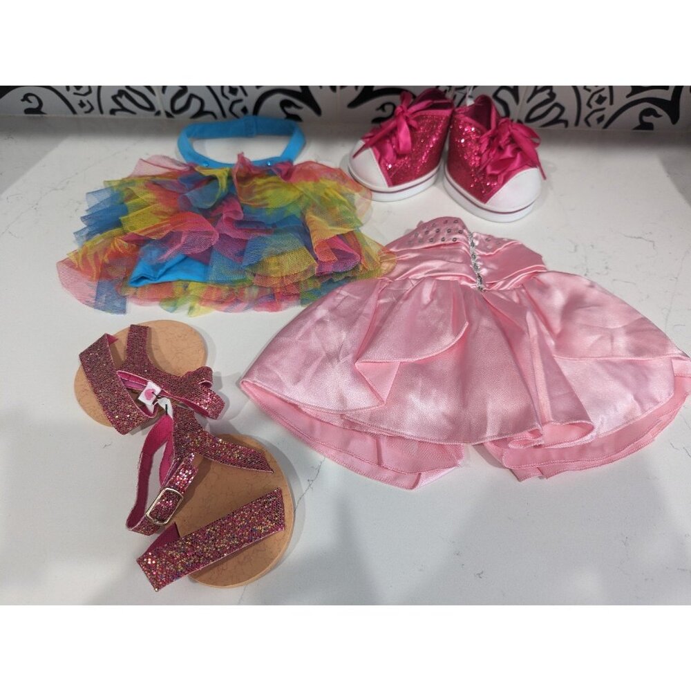 Lot of 4 Build A Bear Girls Clothing Accessories Shoes Dress